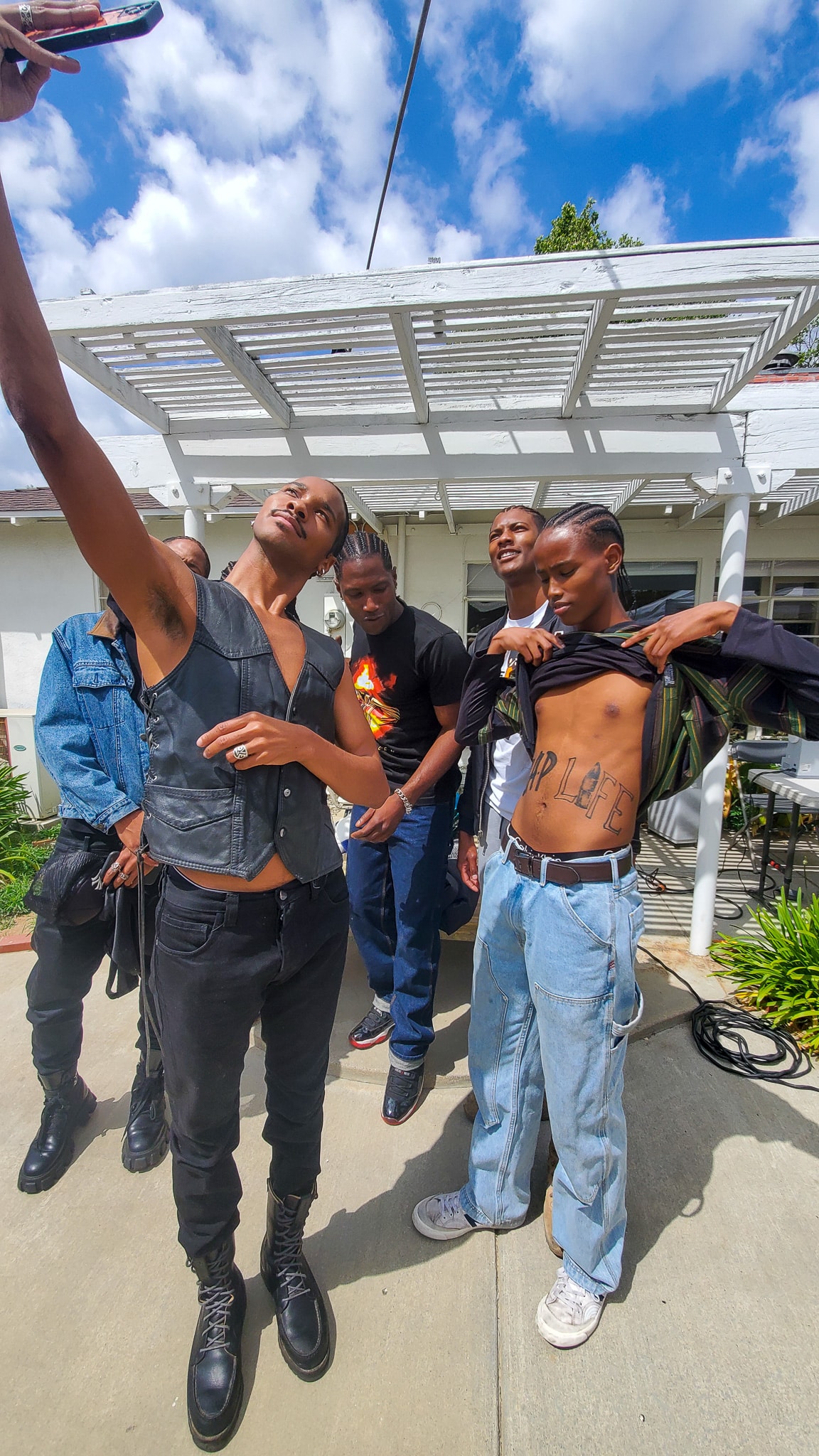 A$AP Rocky Dazed x Adidas x Gucci Photo Shoot - Group Shot During Break Grace Lovejoy